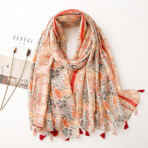 Small Fresh Cotton and Hemp Scarf Bohemian Printed Scarf