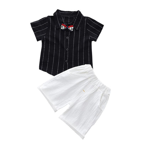 Boys summer suit short sleeve shirt two-piece set