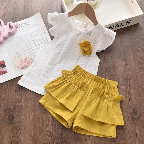 Girls Summer Sleeveless Top Shorts Set