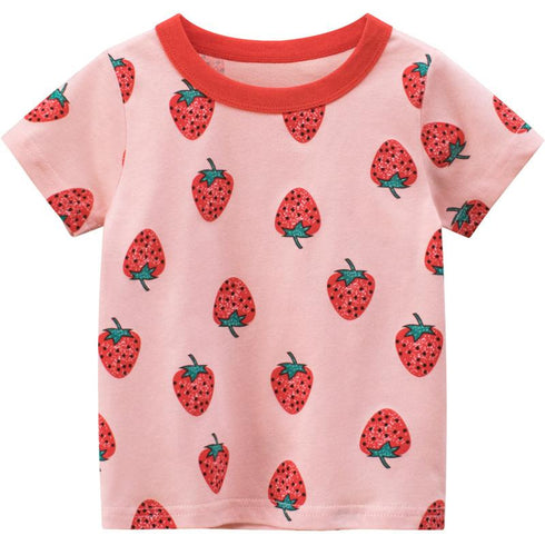 Summer girls new strawberry short sleeves