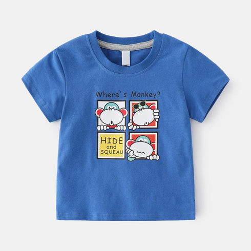 Summer Boy Monkey Print Short Sleeve