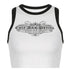 Contrast Letter Cropped Top With Stitching And Exposed Navel Vest