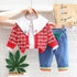 Girls Spring and Autumn Cardigan Jacket Jeans Three-Piece Set