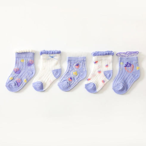 Children's Cartoon Lace Socks (five Pairs)