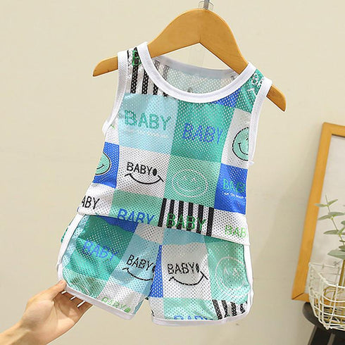 Children's Mesh Breathable Vest Shorts Two-piece Set