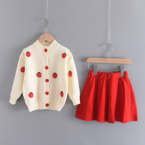 Children's sweater skirt cardigan fall/winter two-piece sweater
