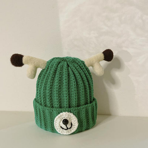 Children's Wool Hat Cute Antler Pullover Hat In Autumn And Winter Circumference 18.9-20.5 inch
