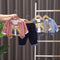 Spring and Autumn Boys Plaid Shirt Long Sleeve Three-Piece Set