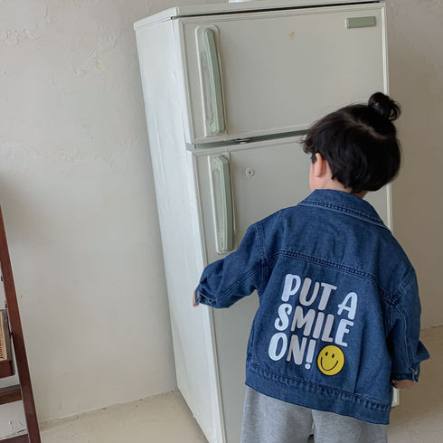 Children's smiley denim jacket fried street style baby jacket