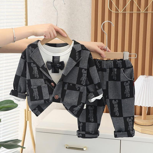 Boys spring and autumn long sleeve three-piece set
