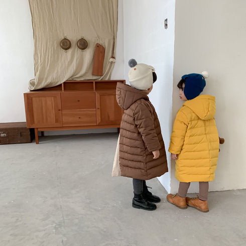 Winter children's light long hooded 90 white duck down warm down jacket