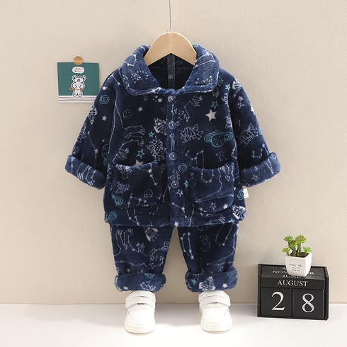 Autumn and winter children's home clothes pajamas two-piece set