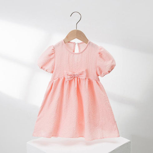 Girls' Dress Summer Dress New Bubble Sleeve Macaroon Color Princess Dress