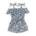 Girls' Summer Floral One Shoulder Bandage Bow One-piece Shorts