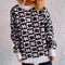 Small Plaid Crewneck Knit Sweater for Autumn and Winter