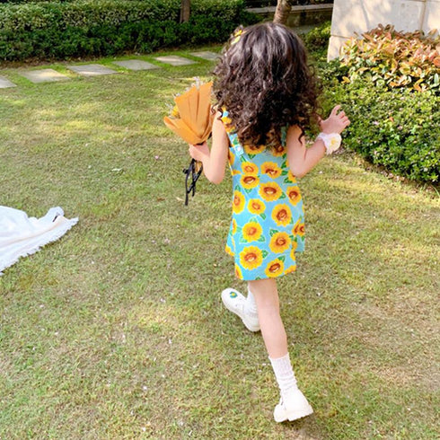 Girl's Summer Sunflower Sling Dress