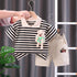 Lapel Stripe Short Sleeve Suit Pocket Doll Bear Shorts Two Piece Set