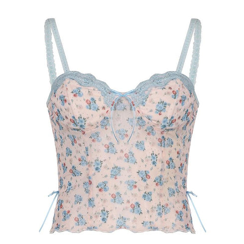 Spliced Lace Floral Side Split Mesh Sling