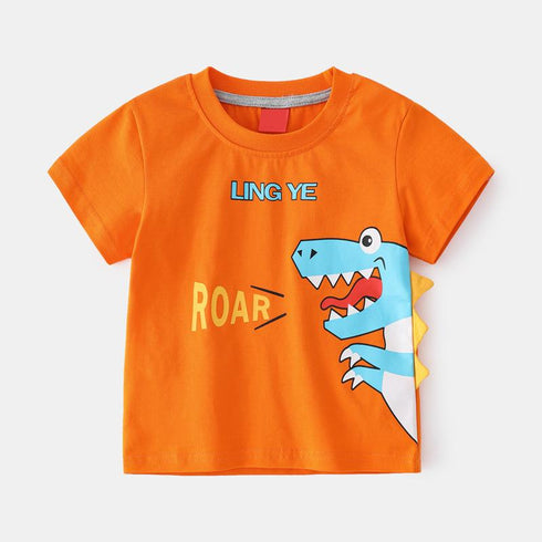 Summer Boy Dinosaur Print Short Sleeve