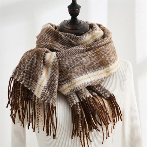 Fashion Plaid Scarf Sweet Cashmere Scarf Thickened Warm Shawl