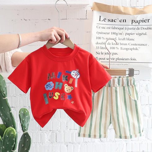 Cartoon Alphabet Children's Summer Suit Two Piece Set