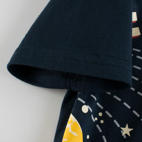Summer Boys' planet print short sleeve