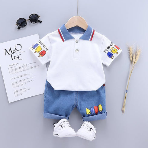 Boys summer short sleeve suit two-piece set