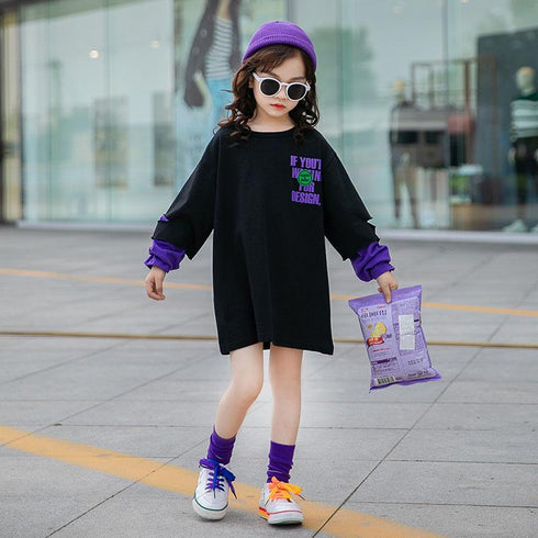 Foreign style printed children's clothing fake two-piece loose top