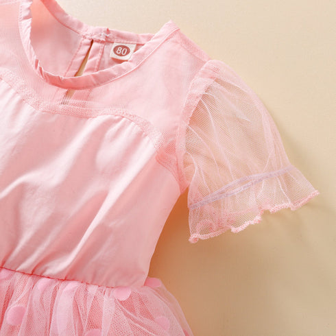 Summer Girl's Solid Color Polka Dot Dress