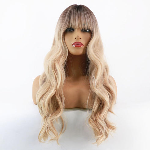 Women's Long Curly Hair Brush Wig Headgear