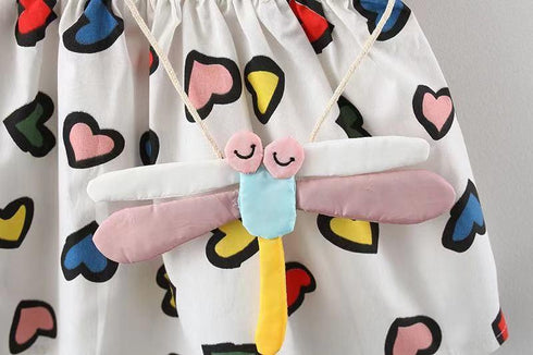 Baby Girl Summer New Printed Dress Cartoon Backpack Skirt Two-piece Set