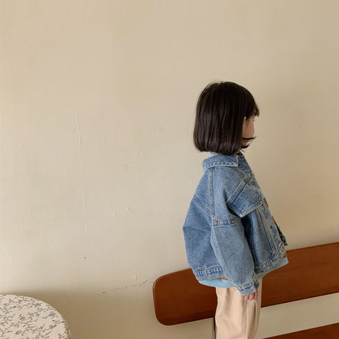 Spring and Autumn Long Sleeve Denim Jacket Baby Cotton Denim Jacket