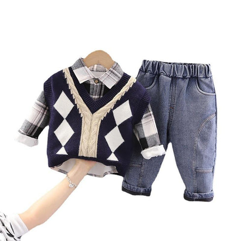 Autumn and winter boys' shirt set of three