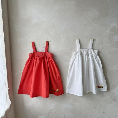 Suspender Dress Embroidered Floret Suspender Skirt