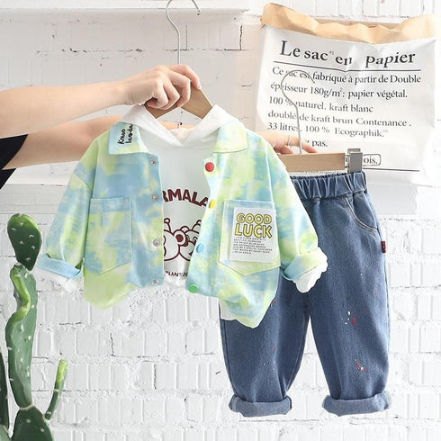 Boy's Spring and Autumn Dress Three-Piece Set