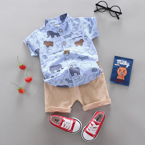 Cartoon elephant baby boy summer short sleeve suit boy baby cross-border supply stable a generation of hair