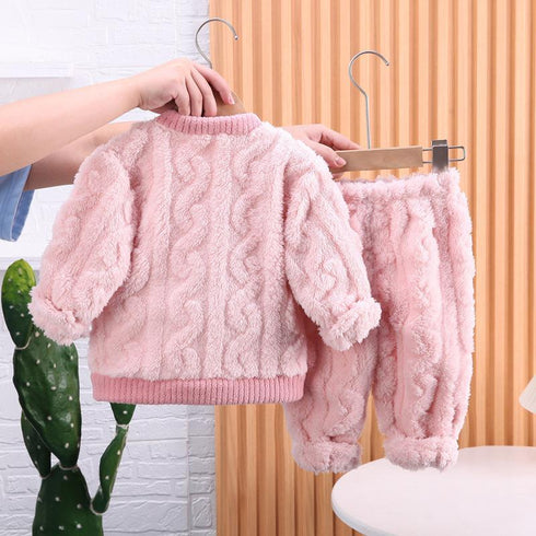 Autumn and winter girls' warm loungewear suit