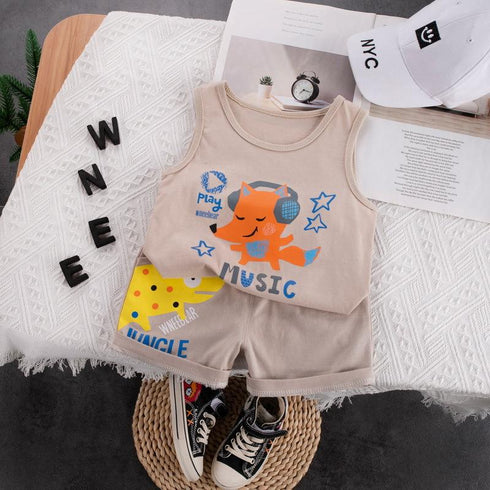 Summer boy vest two-piece set