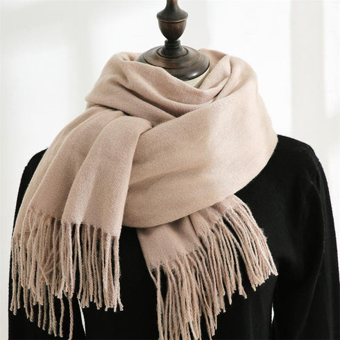 Solid color cashmere scarf fashion tassel scarf