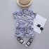 Boys summer suit short sleeve shirt beach pants two-piece set