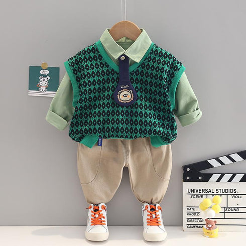 Boys spring and autumn suit sweater set of three