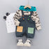 Children's Spring and Autumn Hoodie Denim Strap Pants Two-Piece Set