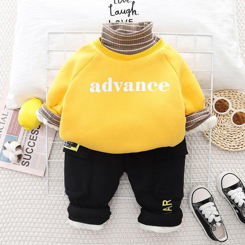 Winter children's padded sweater long sleeve suit two-piece set