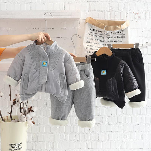 Winter children plus velvet padded suit two-piece set