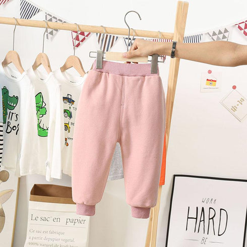 Autumn and winter girls plus velvet cartoon pants