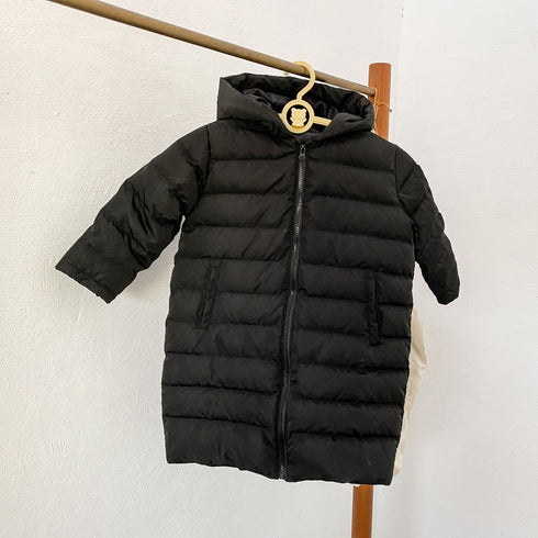 Winter children's light long hooded 90 white duck down warm down jacket