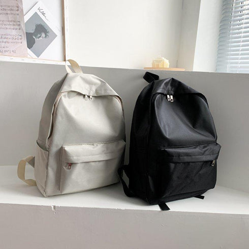 Women's Classic Simple Solid Color Zipper Backpack