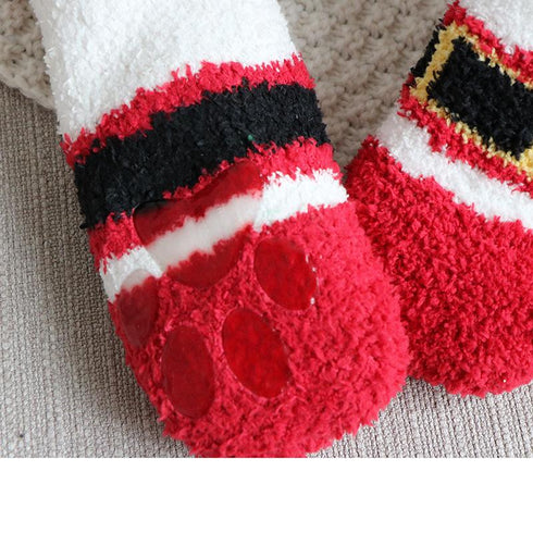 Children's Christmas socks lamb velvet coral fleece socks children's floor socks plus velvet baby socks non-slip