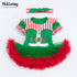 Christmas baby short sleeve mesh khail dress hat jumpsuit set