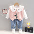 Girls Spring and Autumn Long Sleeve Three-Piece Set
